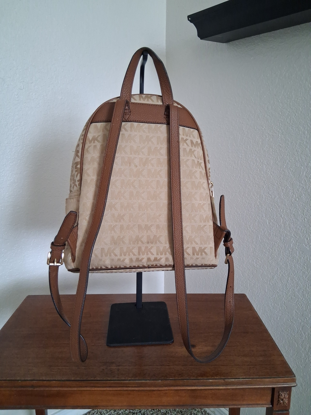 Michael Kors Beige/Tan MK Logo Backpack - Picture 3 of 7